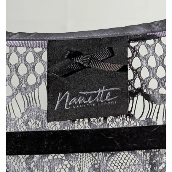 Nanette Lepore Gray Lace Short Sleeve Blouse Top - Picture 3 of 3